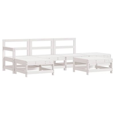 Set Salotto da Giardino 6 pz Bianco in Legno Massello di Pino vidaXL
