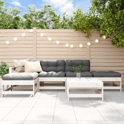 Set Salotto da Giardino 6 pz Bianco in Legno Massello di Pino vidaXL