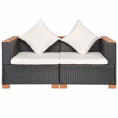 Divano da Giardino in Polyrattan Nero vidaXL