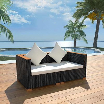 Divano da Giardino in Polyrattan Nero vidaXL Divano da Giardino in Polyrattan Nero vidaXL