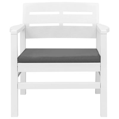 Set Salotto da Giardino 3 pz in Plastica Bianco vidaXL