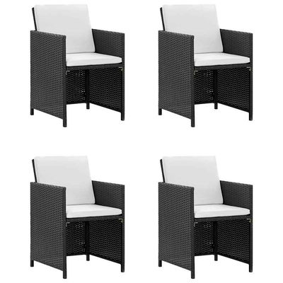 Set da Pranzo da Giardino 9 pz con Cuscini in Polyrattan Nero vidaXL