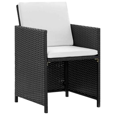 Set da Pranzo da Giardino 9 pz con Cuscini in Polyrattan Nero vidaXL