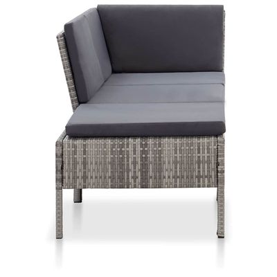Set Divani da Giardino 3 pz con Cuscini in Polyrattan Grigio vidaXL