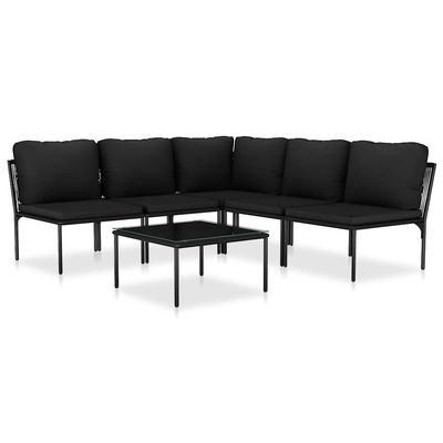 Set Divani da Giardino 6 pz con Cuscini Neri in PVC vidaXL