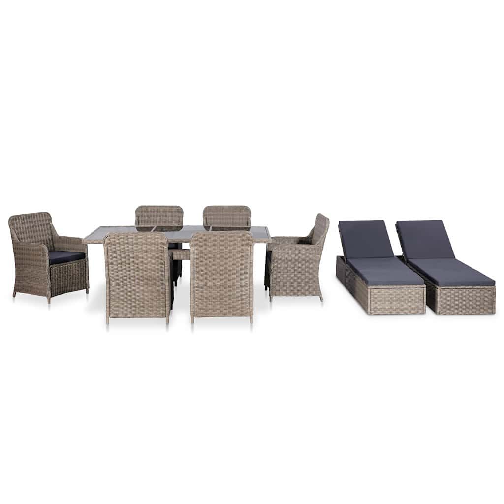 Set da Pranzo da Giardino 9 pz in Polyrattan Marrone vidaXL