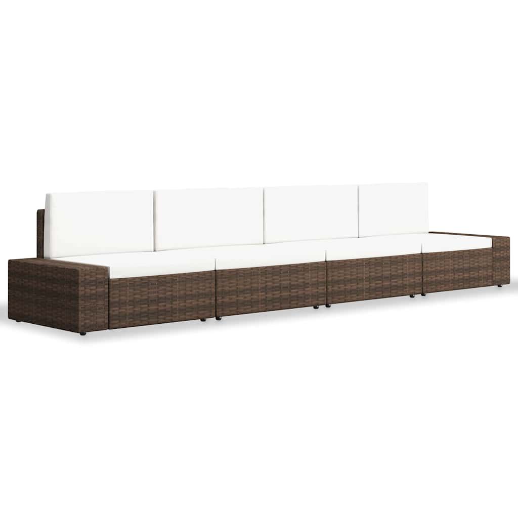 Set Divani da Giardino 4 pz in Polyrattan Marrone vidaXL