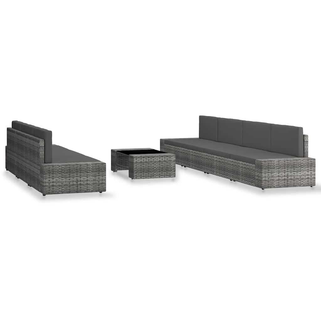 Set Divani da Giardino 8 pz in Polyrattan Grigio vidaXL