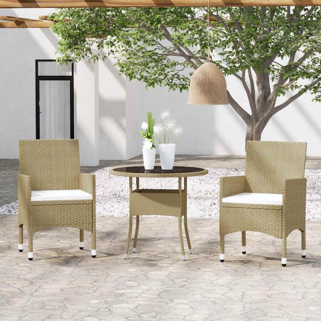 Set Mobili da Pranzo per Giardino 3 pz in Polyrattan Beige vidaXL