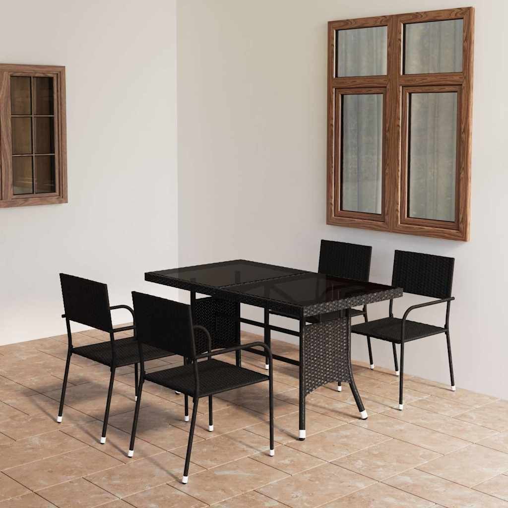 Set Mobili da Pranzo per Giardino 5 pz in Polyrattan Nero vidaXL