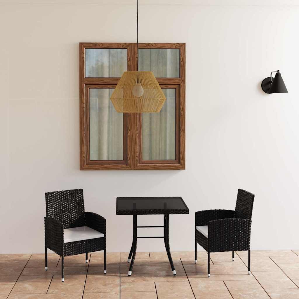 Set da Pranzo da Giardino 3 pz in Polyrattan Nero vidaXL