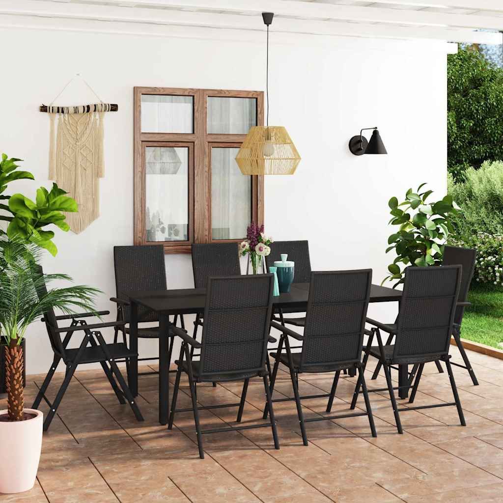Set da Pranzo da Giardino 9 pz Nero vidaXL