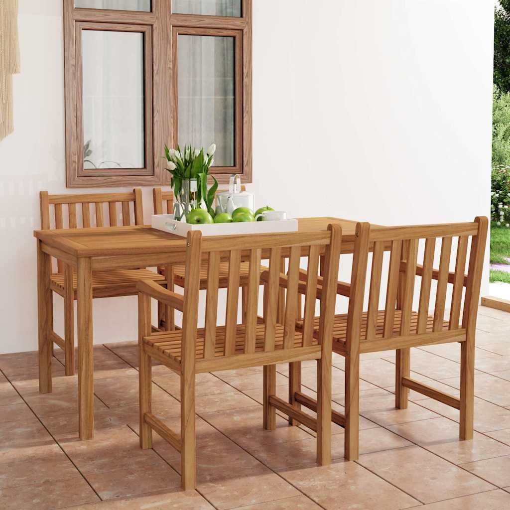 Set da pranzo da giardino 5 pz 180x90 cm in legno massello di teak vidaXL