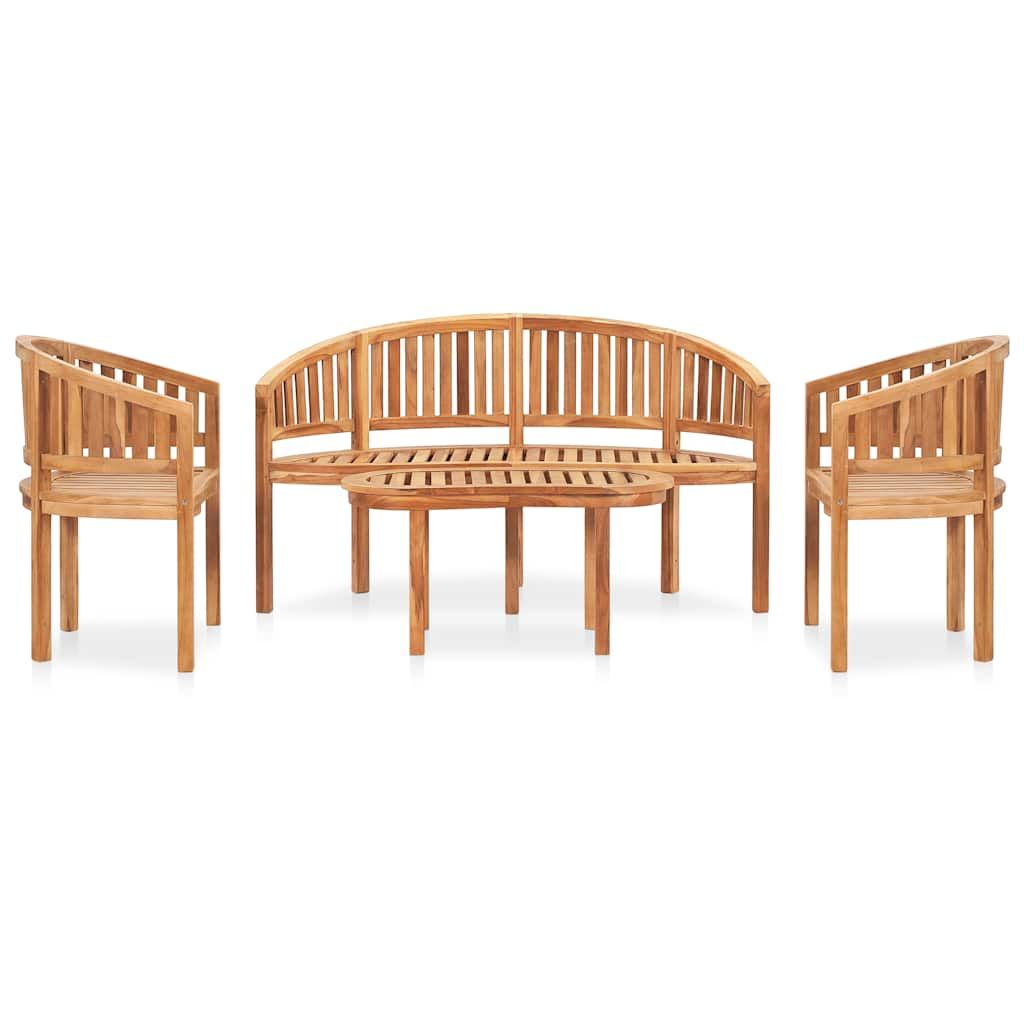 Set Salotto da Giardino 4 pz Design Curvo in Massello di Teak vidaXL
