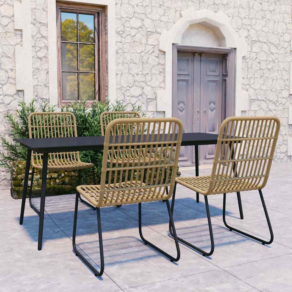 Set da Pranzo da Giardino 5 pz in Polyrattan e Vetro vidaXL
