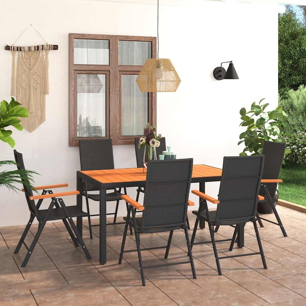 Set da Pranzo da Giardino 7 pz Nero e Marrone vidaXL