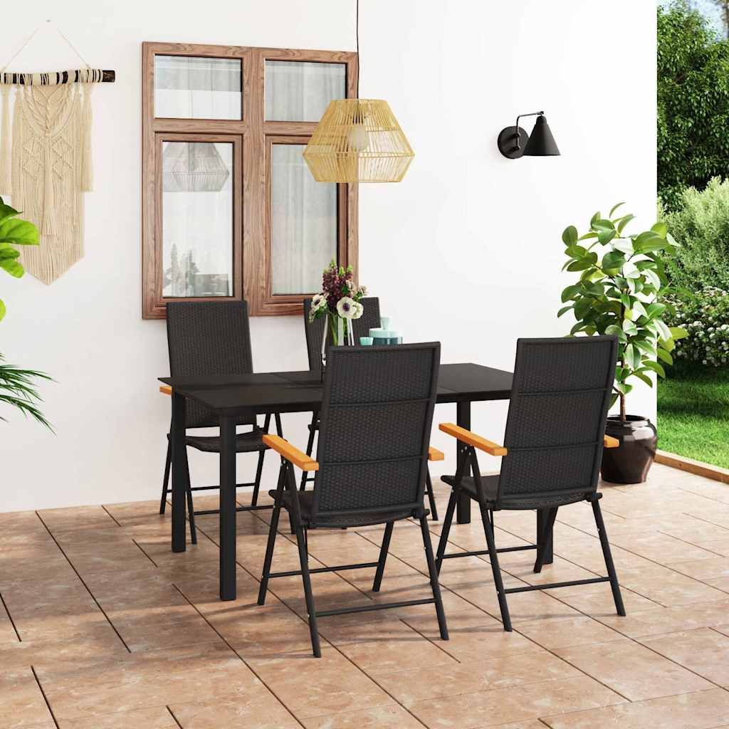 Set da Pranzo da Giardino 5 pz Nero e Marrone vidaXL