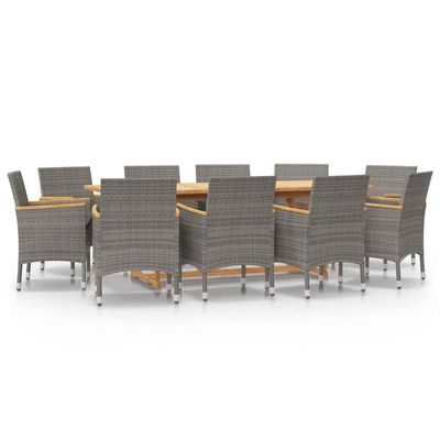 Set da Pranzo per Giardino 11 pz con Cuscini Grigio vidaXL