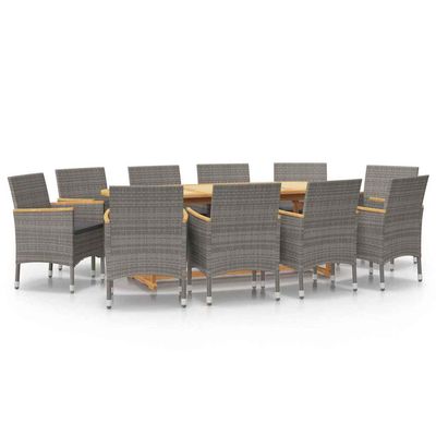 Set da Pranzo per Giardino 11 pz con Cuscini Grigio vidaXL