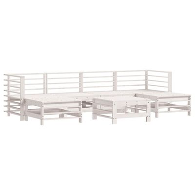 Set Salotto da Giardino 7 pz Bianco in Legno Massello di Pino vidaXL