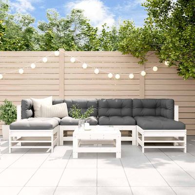Set Salotto da Giardino 7 pz Bianco in Legno Massello di Pino vidaXL