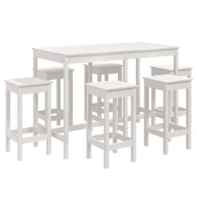Set Bar da Giardino 7 pz Bianco in Legno Massello di Pino vidaXL