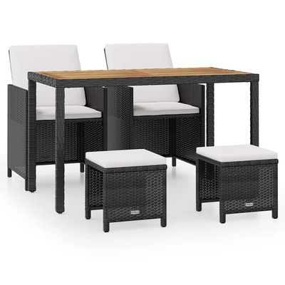 Set da Pranzo da Giardino 5 pz Polyrattan e Legno Acacia Nero vidaXL