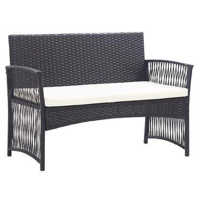 Set Divani da Giardino 4 pz con Cuscini in Polyrattan Nero vidaXL