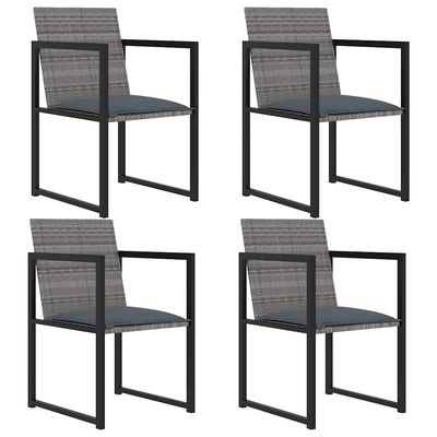Set da Pranzo da Giardino 5 pz con Cuscini in Polyrattan Grigio vidaXL