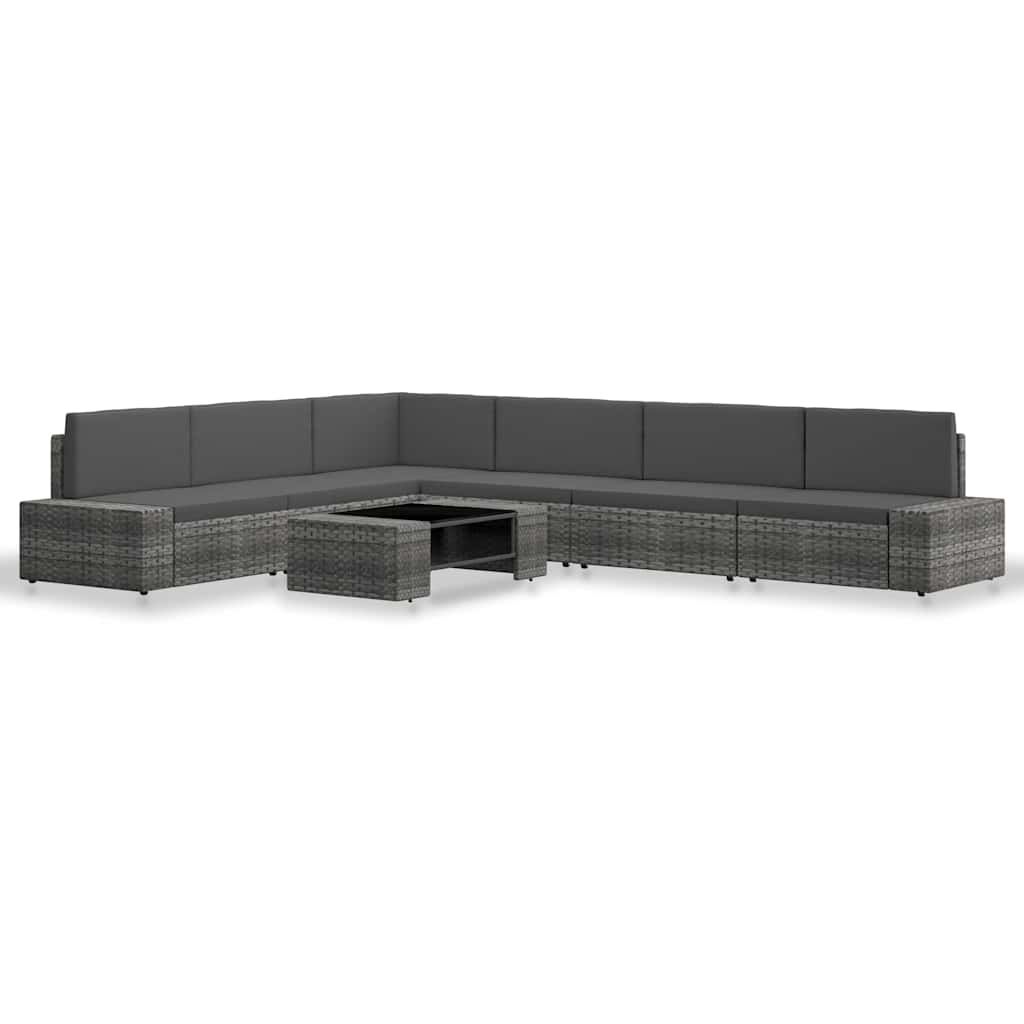 Set Divani da Giardino 7 pz in Polyrattan Grigio vidaXL