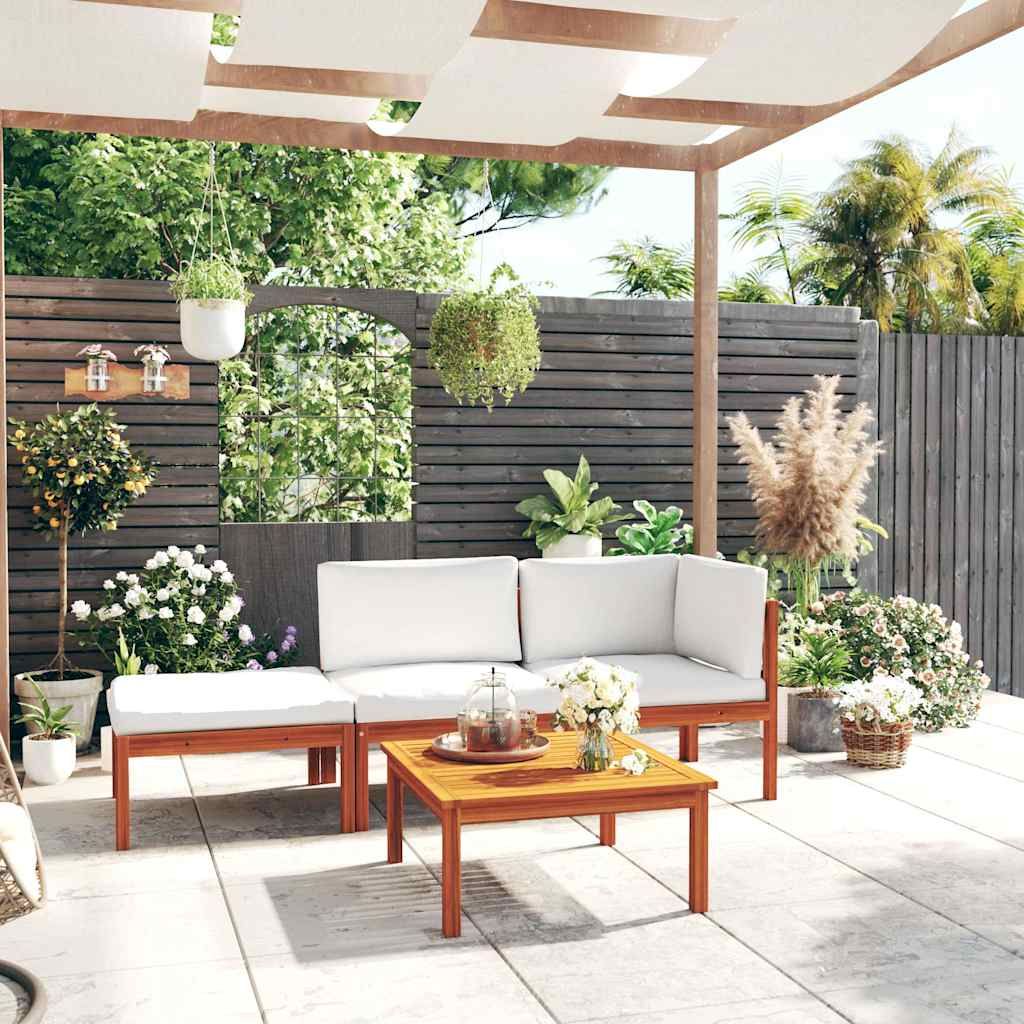 Set da giardino 4 pezzi con cuscini crema 63x63 cm vidaXL