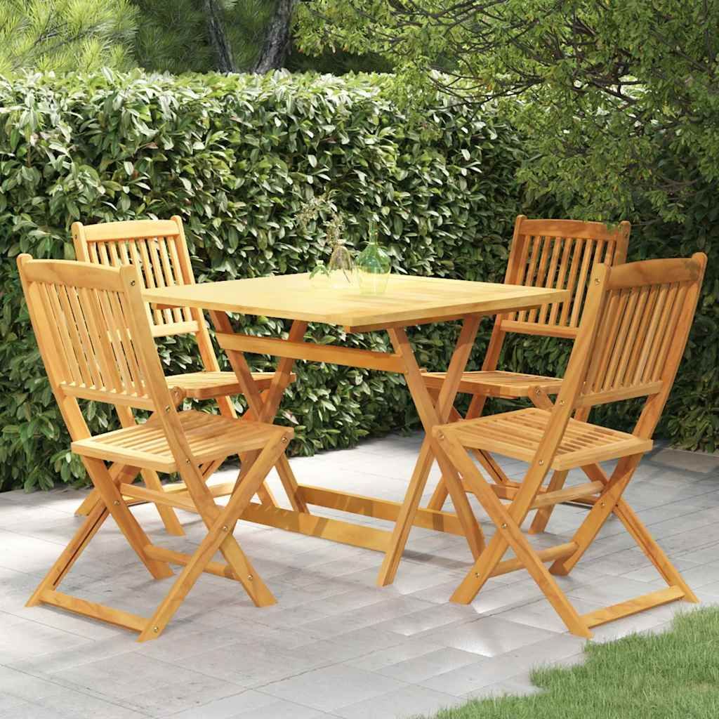 Set da Pranzo da Giardino 5 pz Pieghevole in Massello di Acacia vidaXL
