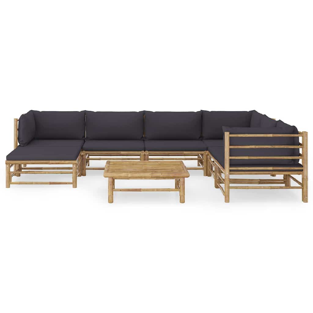 Set Salotto da Giardino 8pz con Cuscini Grigio Scuro Bambù vidaXL