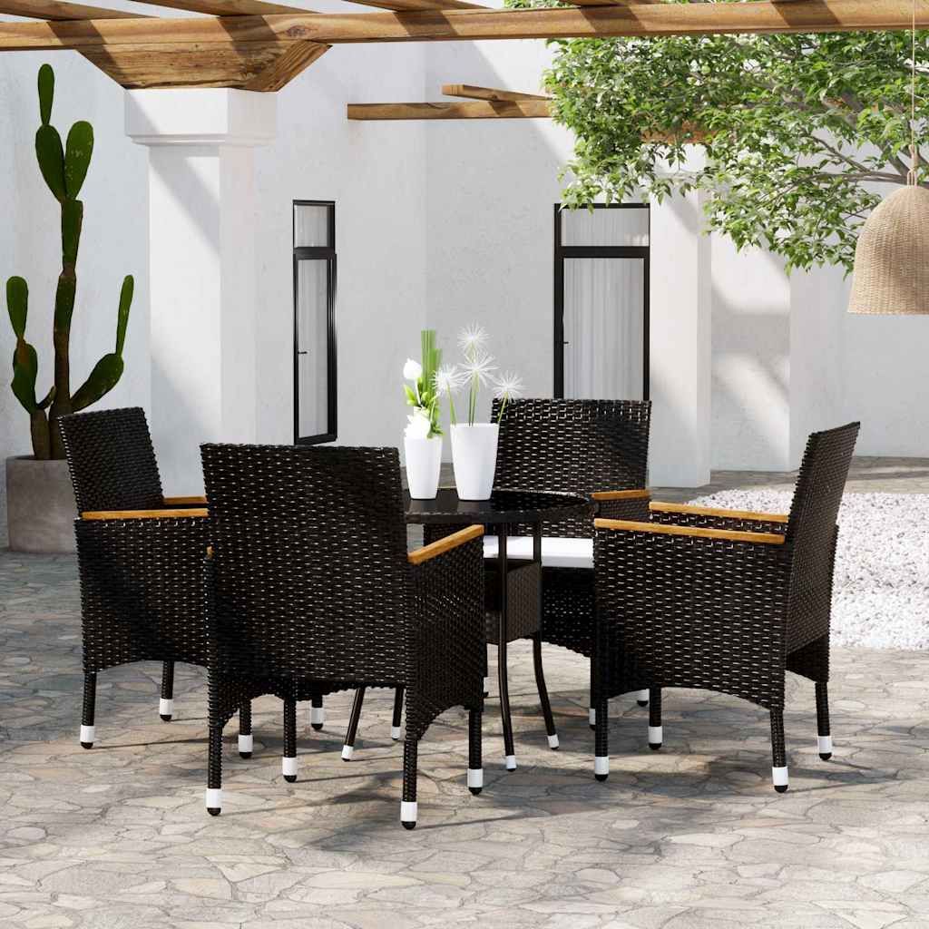 Set da Pranzo per Giardino 5 pz in Polyrattan Nero vidaXL