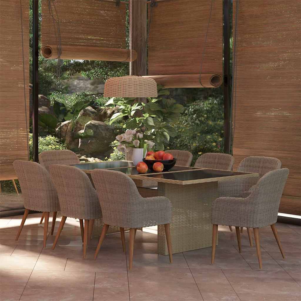 Set da Pranzo da Giardino 9 pz in Polyrattan Marrone vidaXL
