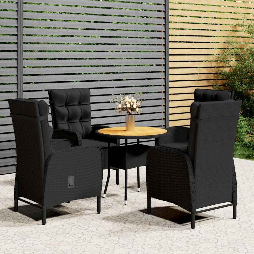 Set da Bistrot per Giardino 5 pz in Polyrattan Nero vidaXL