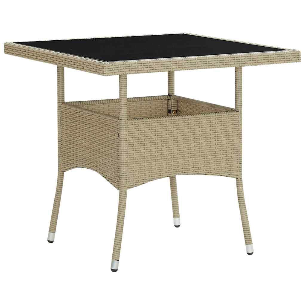 Set da Pranzo da Giardino 3 pz Beige in Polyrattan e Vetro vidaXL