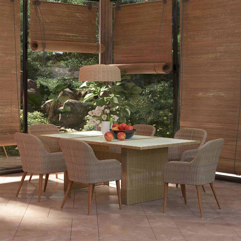 Set da Pranzo da Giardino 7 pz in Polyrattan Marrone vidaXL