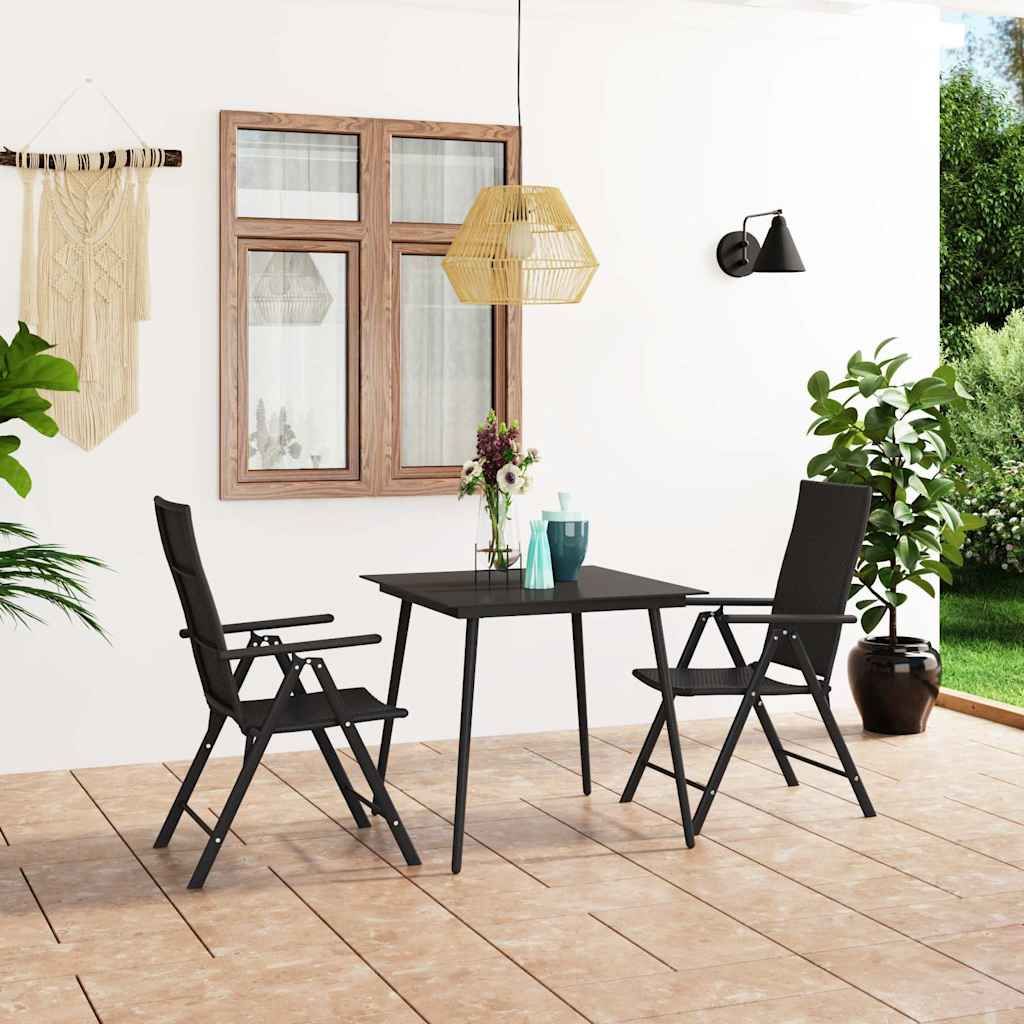 Set da Pranzo da Giardino 3 pz Nero vidaXL