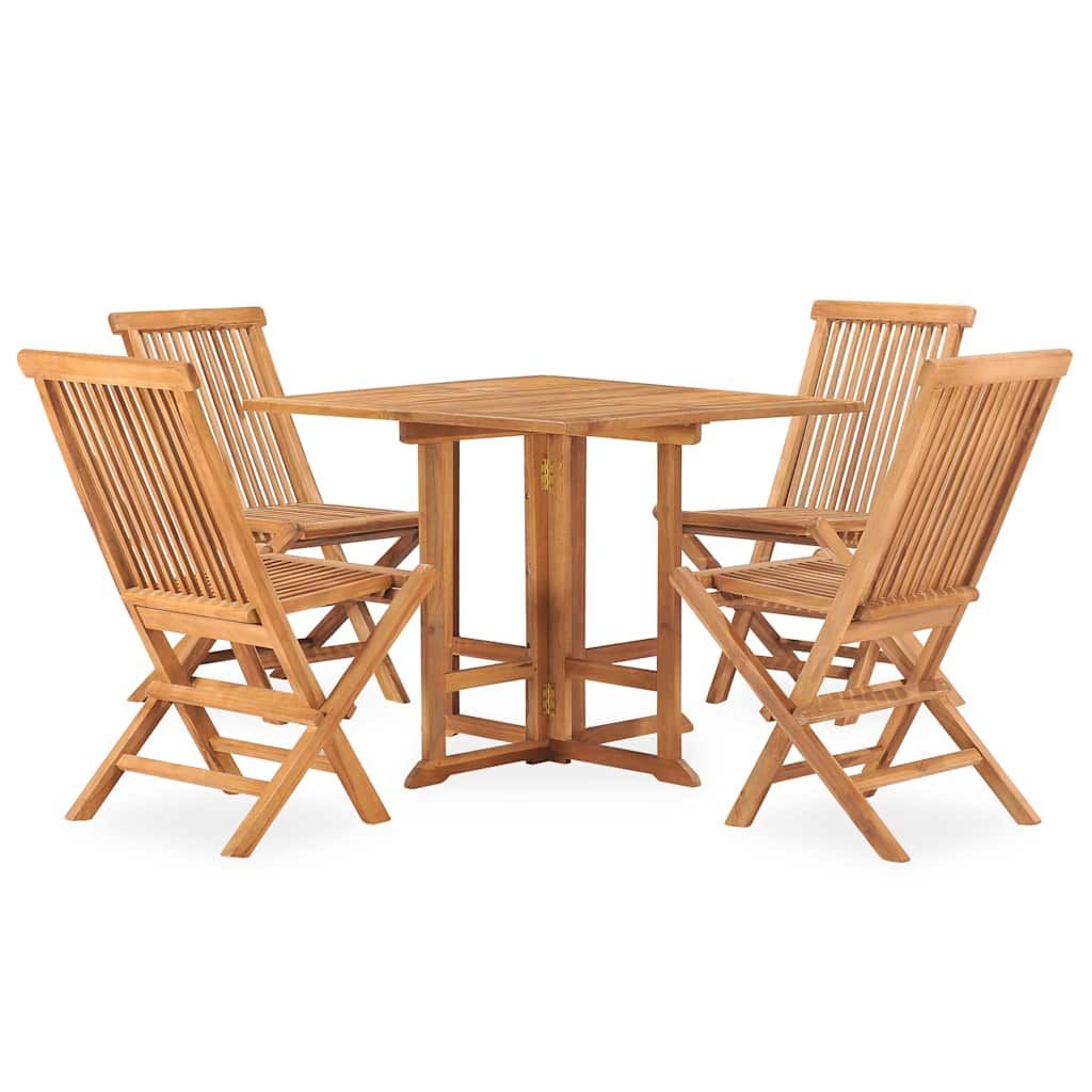Set da Pranzo da Giardino 5 pz Pieghevole in Massello di Teak vidaXL
