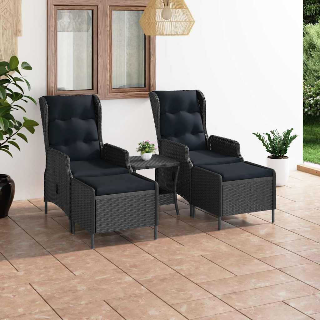 Set Divani da Giardino 3 pz con Cuscini Polyrattan Grigio Scuro vidaXL