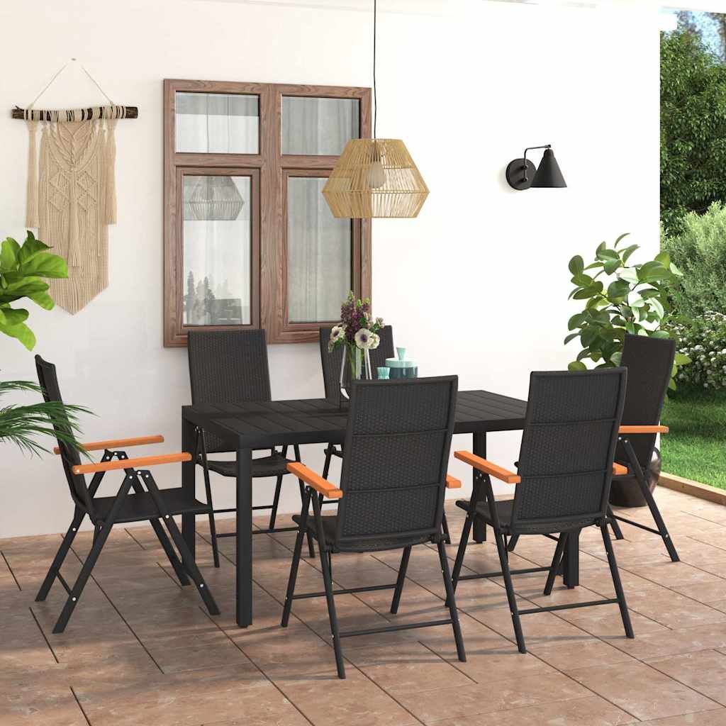 Set da Pranzo da Giardino 7 pz Nero e Marrone vidaXL