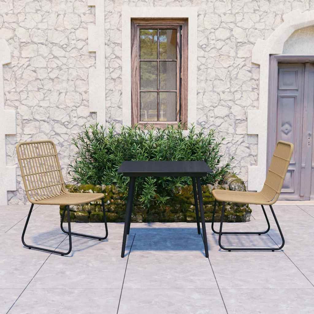 Set da Pranzo da Giardino 3 pz in Polyrattan e Vetro vidaXL