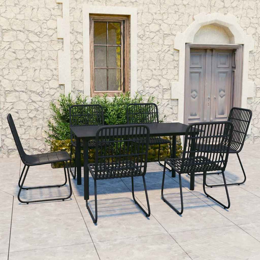 Set da Pranzo da Giardino 7 pz in Polyrattan e Vetro vidaXL