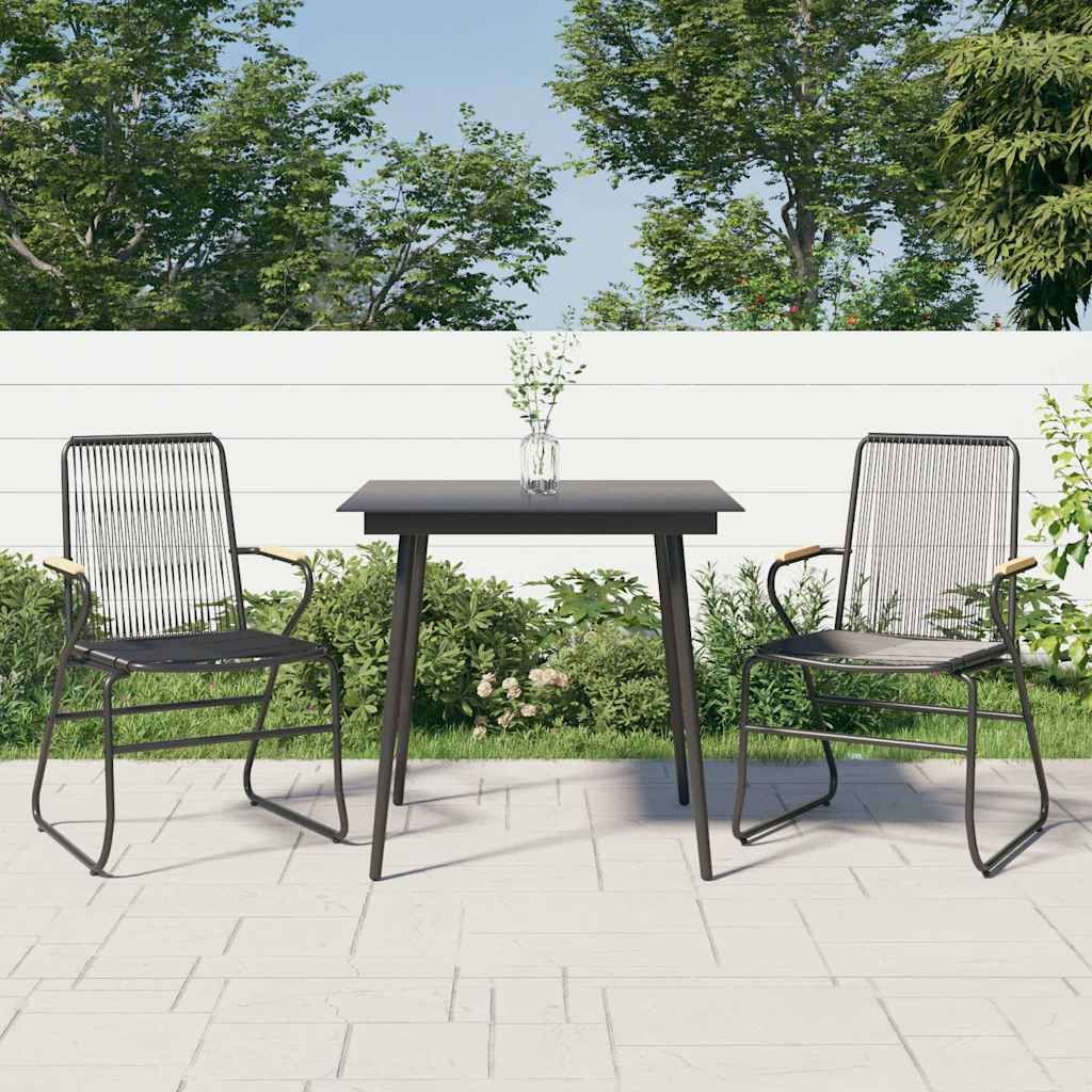 Set da Pranzo da Giardino 3 pz Nero in Rattan PVC vidaXL