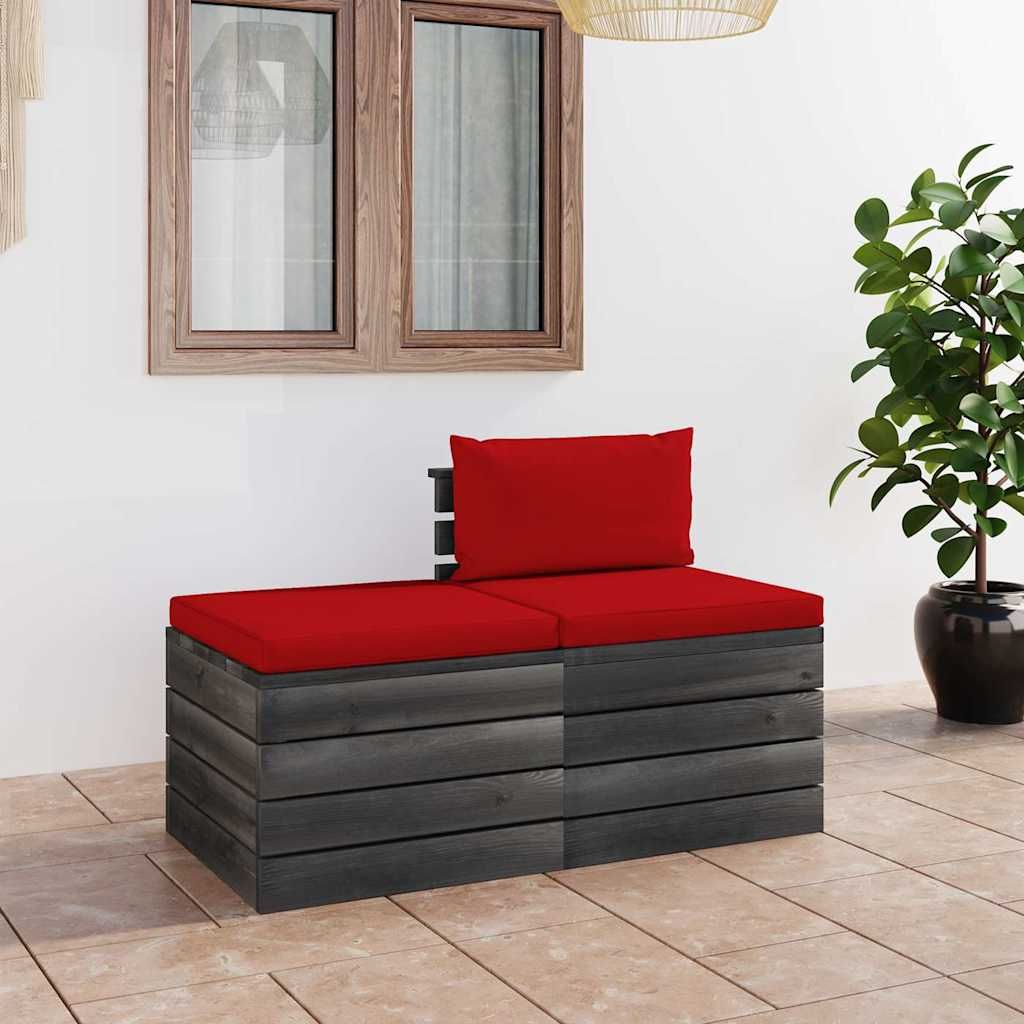 Set Divani da Giardino su Pallet 2 pz con Cuscini Massello Pino vidaXL