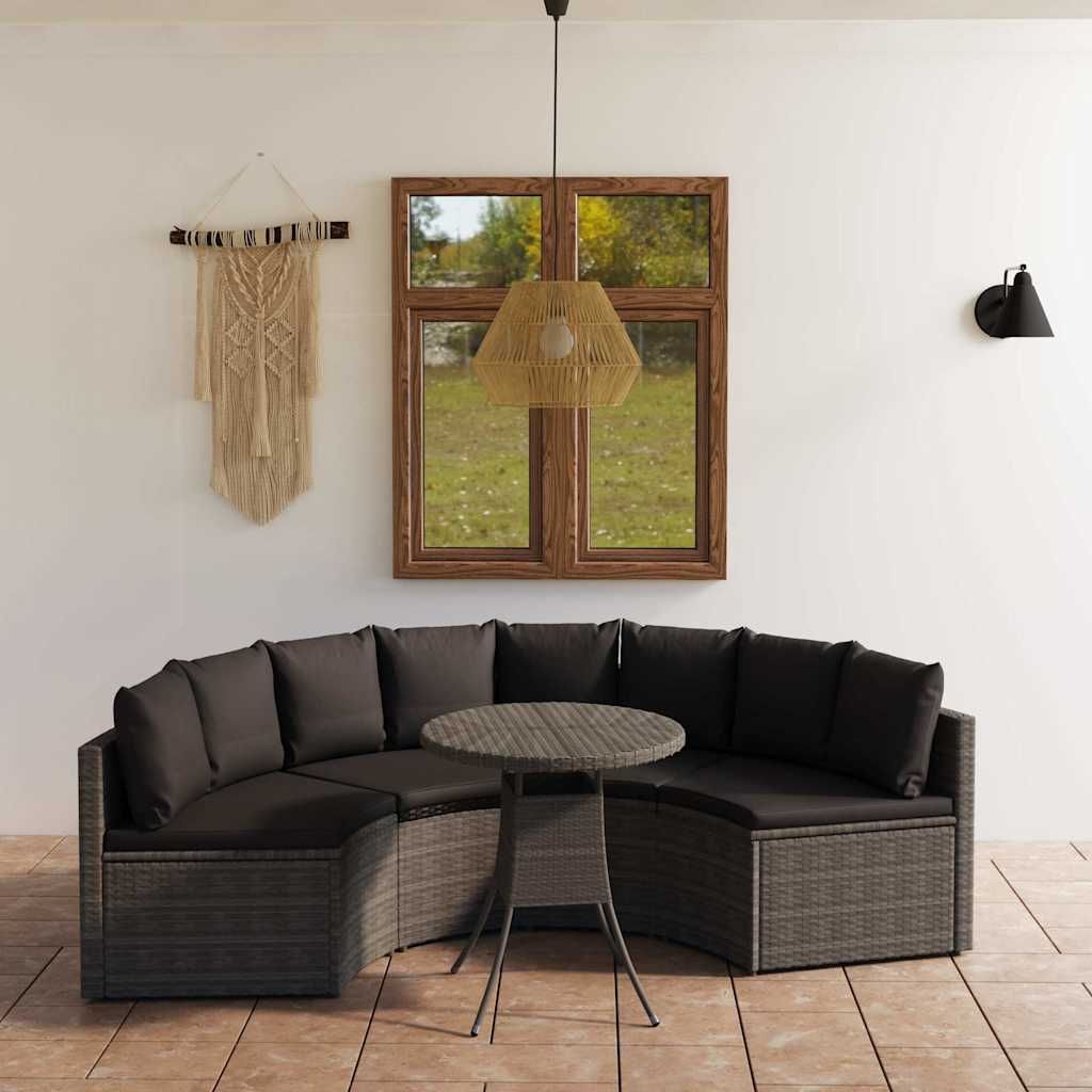 Set Divani da Giardino 5 pz con Cuscini in Polyrattan Grigio vidaXL