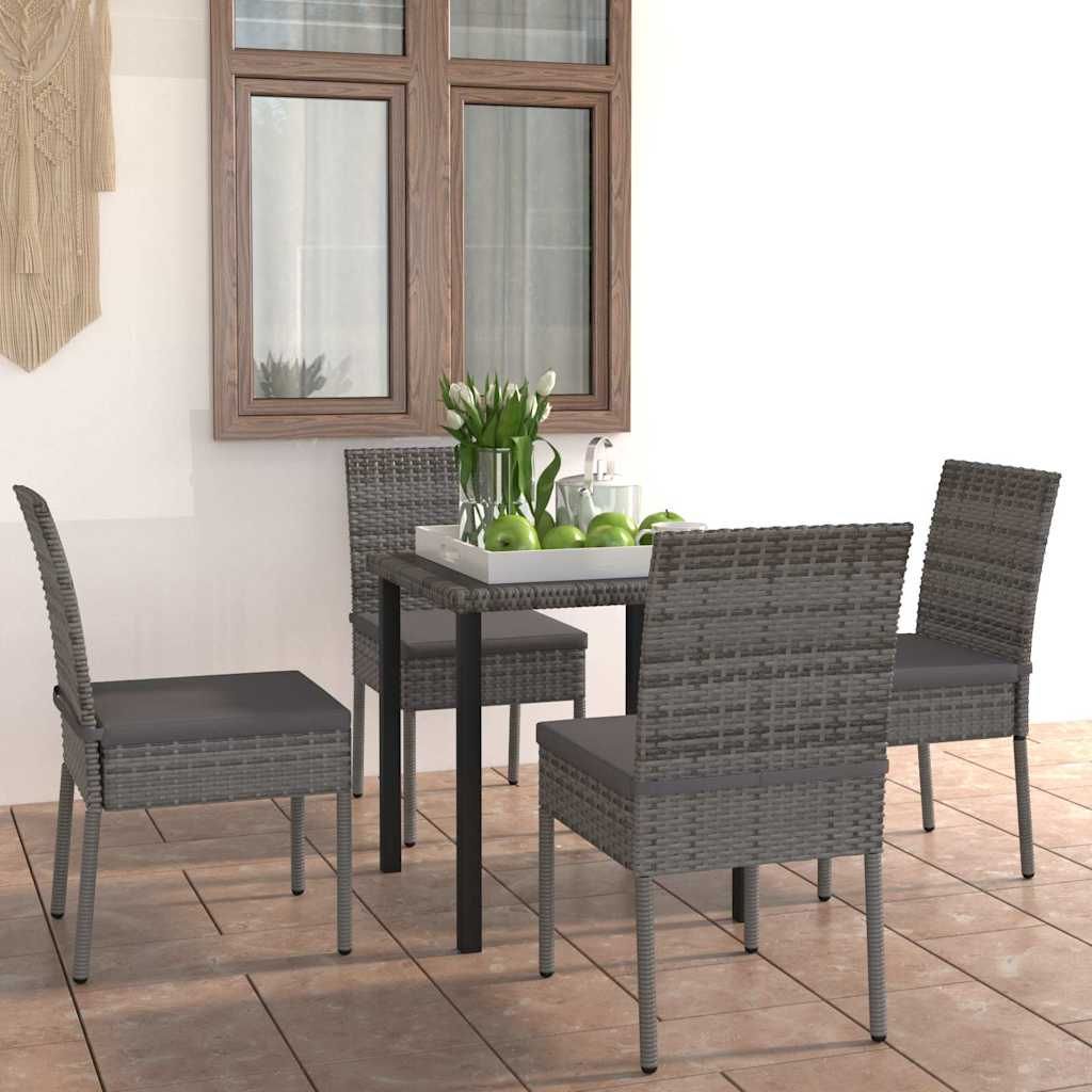 Set da Pranzo da Giardino 5 pz in Polyrattan Grigio vidaXL