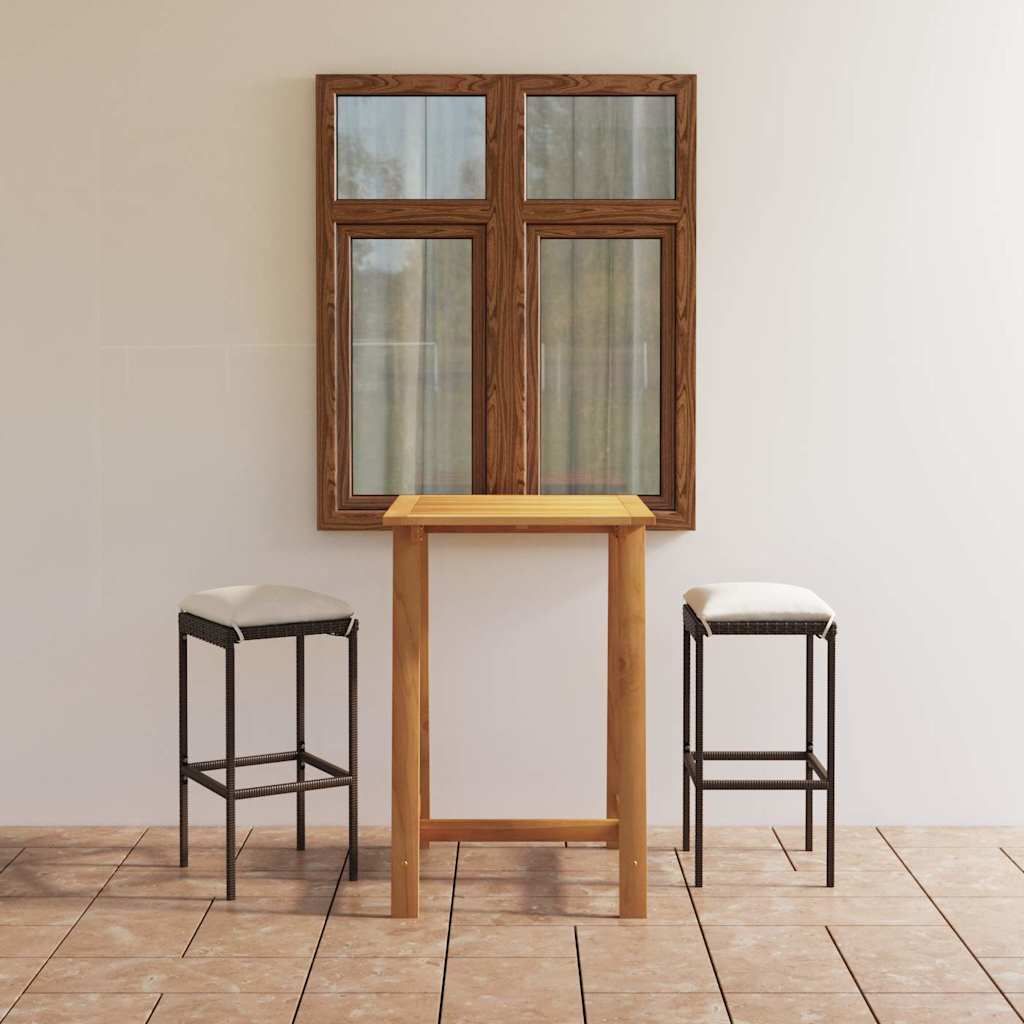 Set Bar da Giardino 3 pz con Cuscini Marrone vidaXL