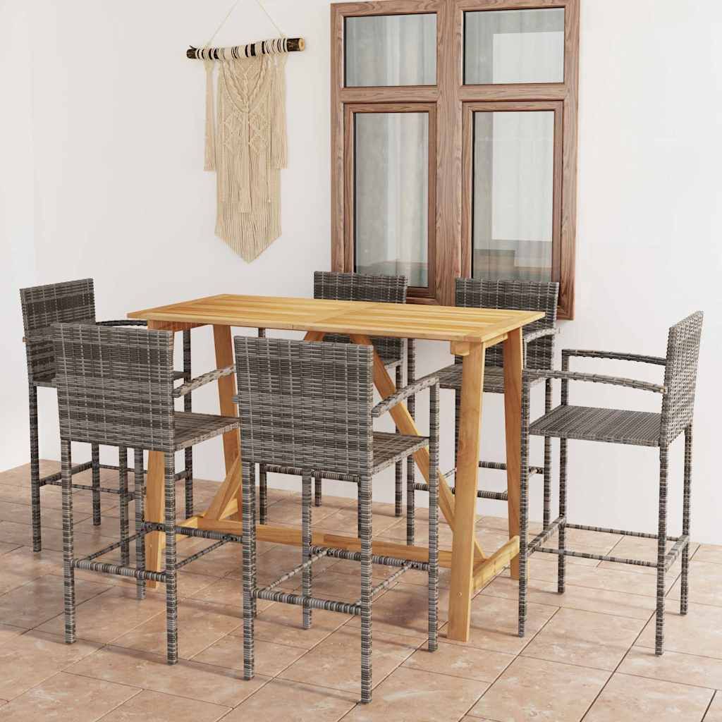 Set Bar da Giardino 7 pz Grigio vidaXL